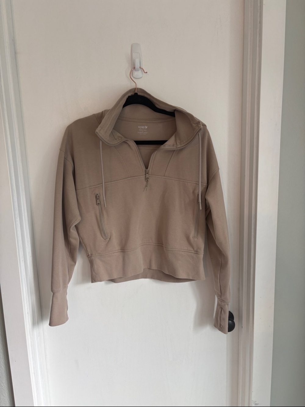 Old Navy Women's Light Taupe Half-Zip Hoodie
